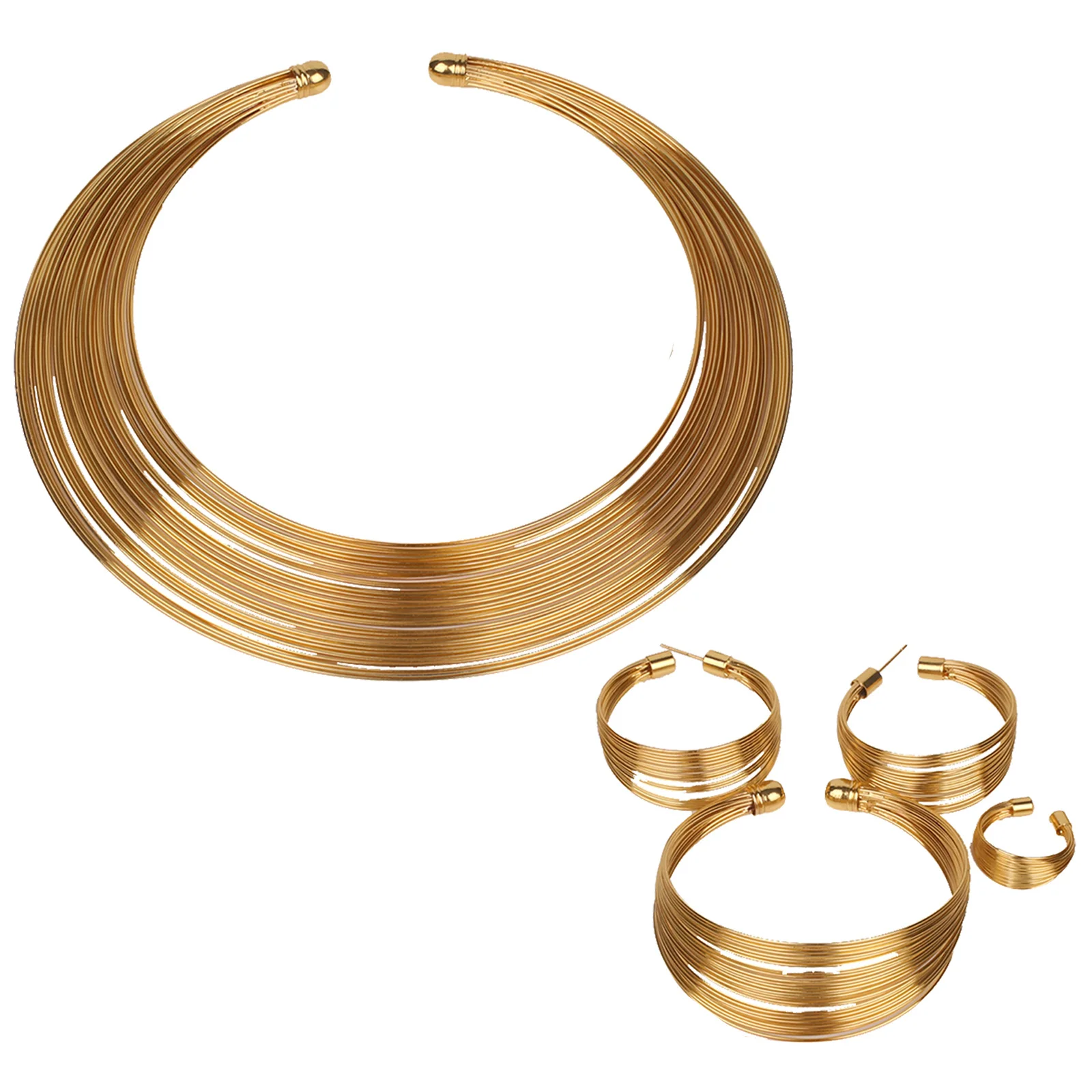 

Multi Choker Necklace Set Gold Plated African Jewelry Suit Women African Style Wedding Party Celebration Jewelry Suit