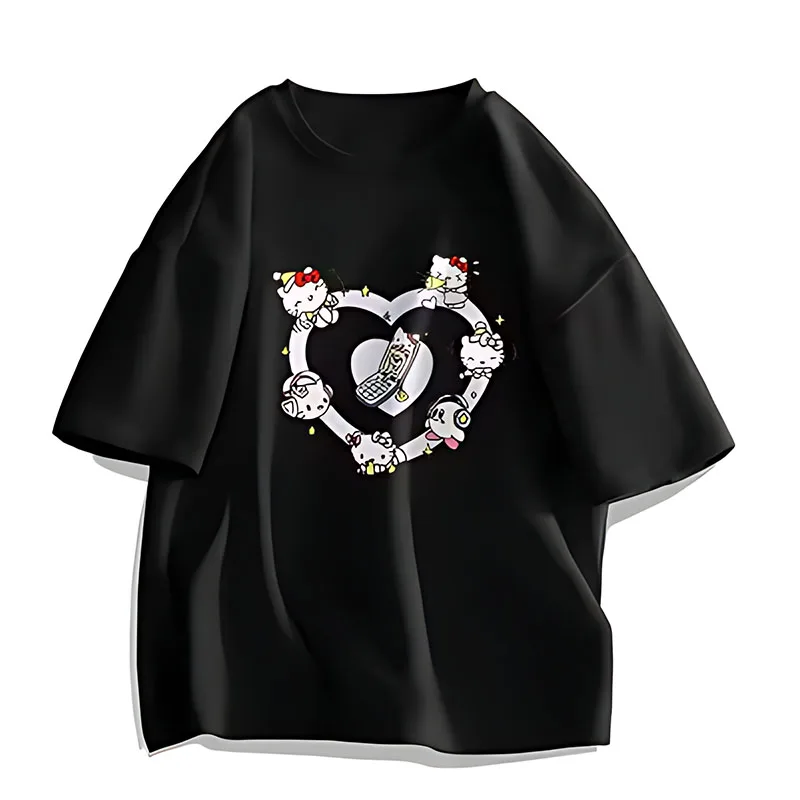 Disney Hello Kitty Women Short Sleeve Tshirt Adorable Kitty Themed Design Comfortable Fit Trendy Clothing Casual Fashionable