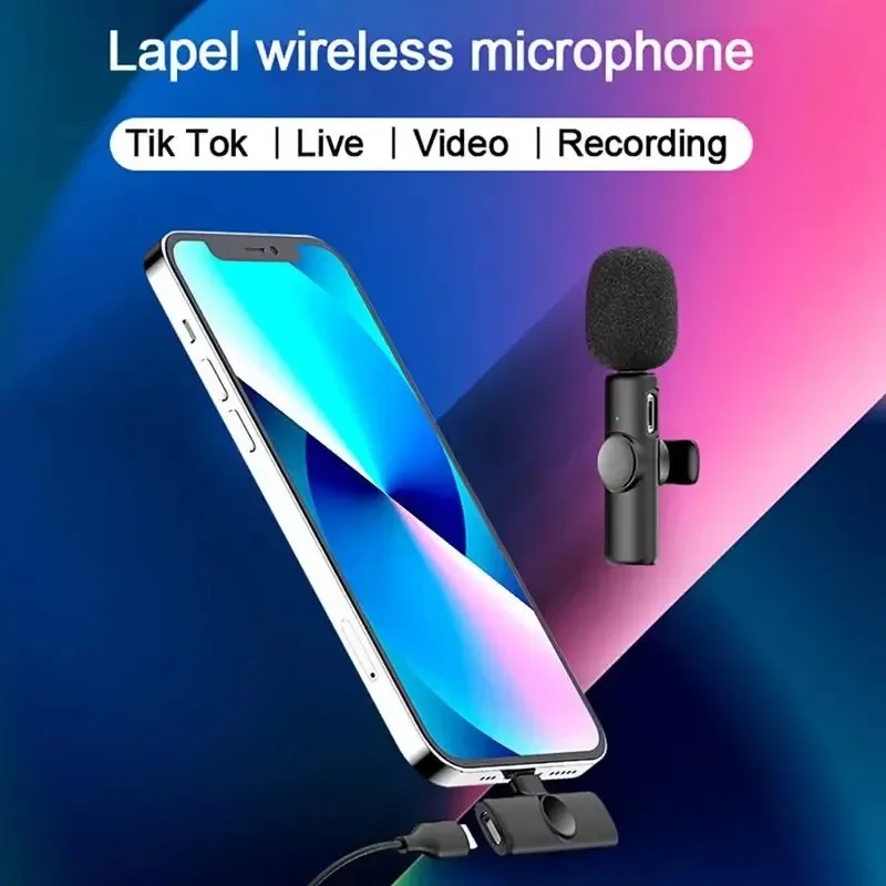 Kit de microfone sem fio Lavalier, microfone para iPhone, Android, plugue tipo C, computador, clipe de lapela, áudio, gravação de vídeo, microfone, K11