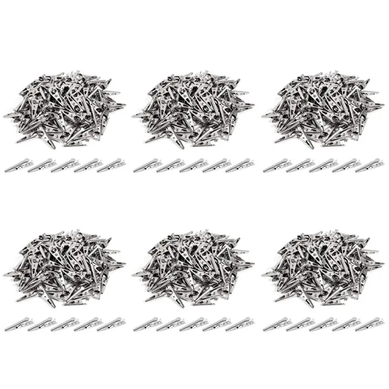 AT02-600PCS 1.06IN / 27Mm Mini Metal Alligator Clips, Crocodile Clamps Silver Tone Nickel Plated Test Line Spring Clamps.