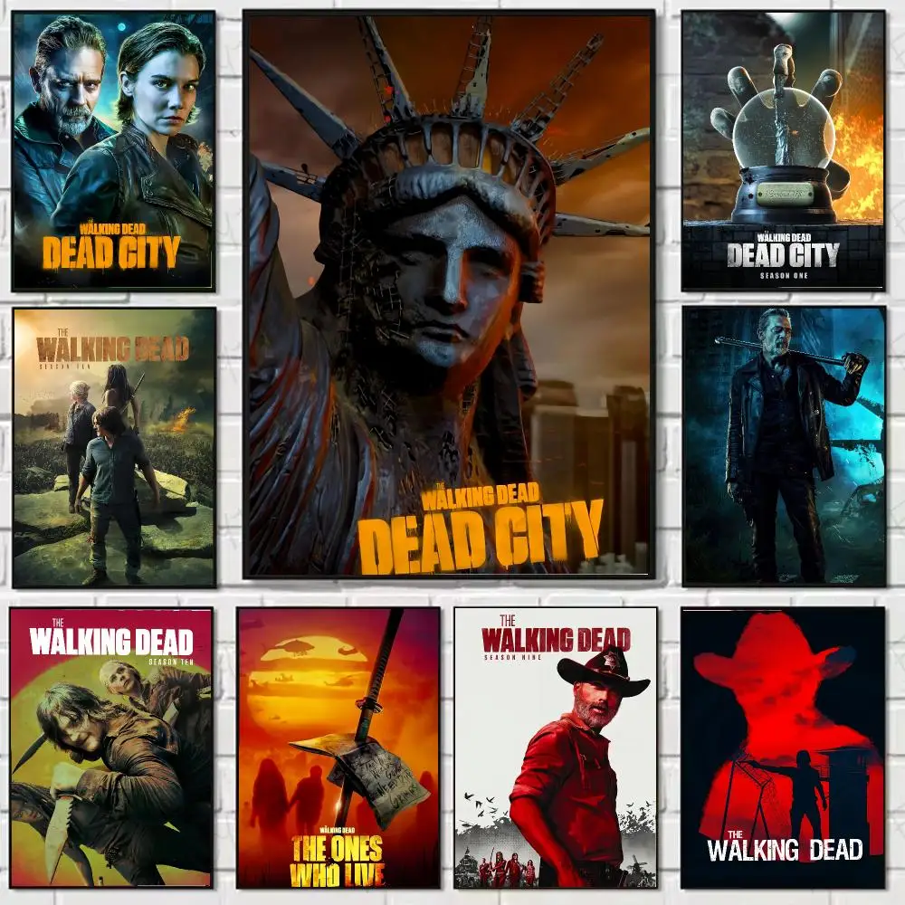 Pegatinas de póster de la serie de TV The Walking Dead, adecuadas para salas de juegos, dormitorios, pasillos, decoración de paredes del hogar, regalos.