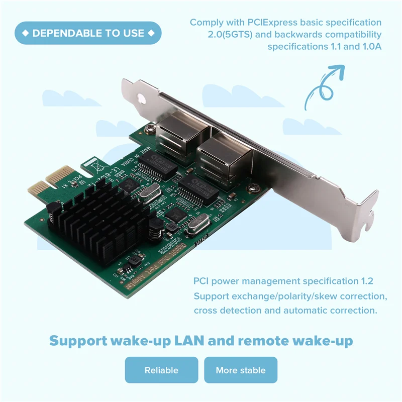 Pcie 10/100/1000Mbps Lan PCI-E X1 بطاقة الشبكة 2X RJ45 Port 1G NIC PCI-E جيجابت إيثرنت Server محول خادم RTL8111G #5