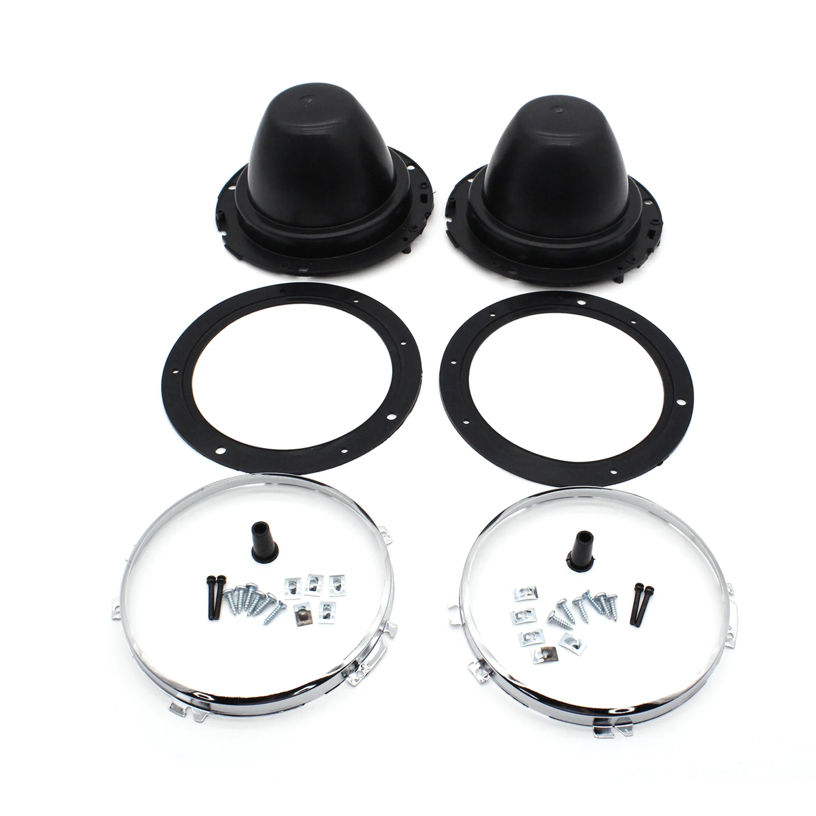 2PCS 7inch Headlight Plastic Back Bowls Buckets Headlamp Shade