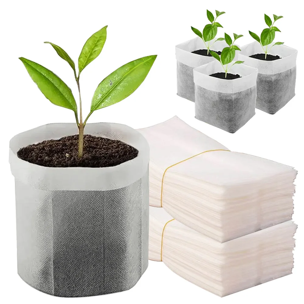 Nursery Plant Grow Bag Non-Woven Biodegradable Nursery Bag Flower Fruit Saplings Tree Fabric Seedling Pouch Home Garden Tools