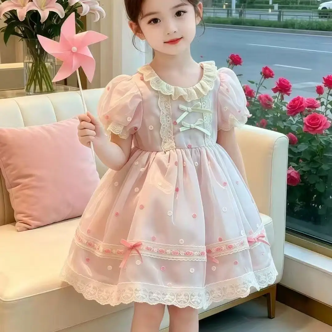1-6Y Girls Lolita Dress Summer First Birthday Outfit Princess Gown Toddler Baby Girl Party Pageant Dress Kids Clothing