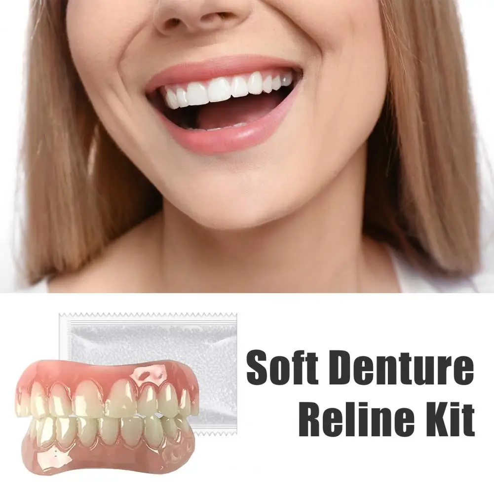 Cosmetic Denture Veneer Men Women Upper Lower Fake Teeth Temporary Tooth Stain Coverage Natural Shade False Teeth Kit