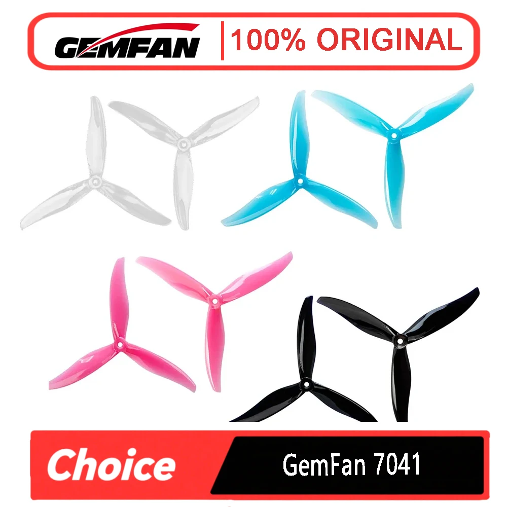 2 Pairs GemFan 7041 Propellers - 7inch 3-Blade, for 2408 1100kv Motor, 750g Takeoff Weight RC FPV Racing Drone