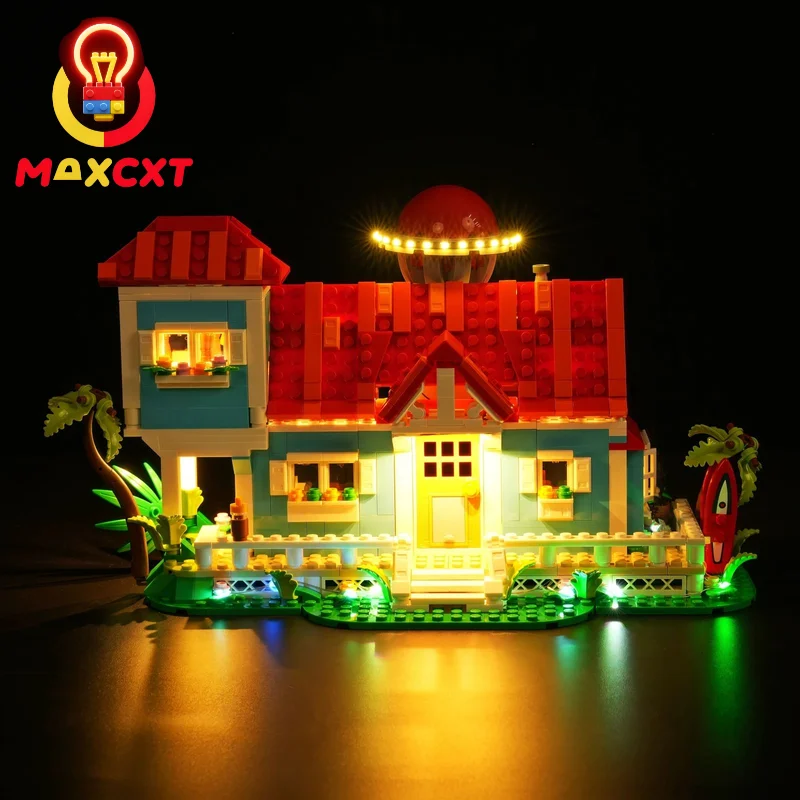 

Набор светодиодных фонарей MAXCXT для LEGO 43268, лилосо и стежки, пляжный дом, декоративная лампа «сделай сам», не включает строительные блоки