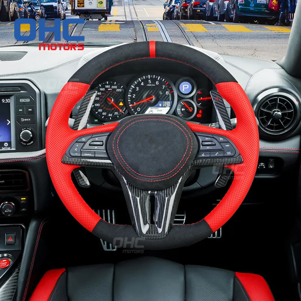 

Suitable for Nissan GTR assembly NISMO upper and lower red flip fur, left and right black perforated fur, red