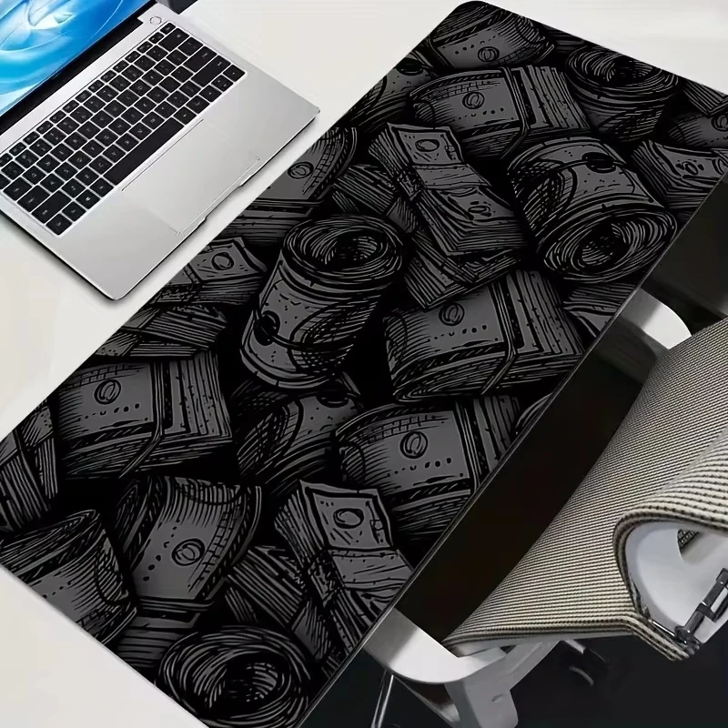 لوحة ماوس ألعاب عصرية بنمط الأوراق النقدية، لوحة مفاتيح كبيرة، لوحة ماوس توبوغرافية للوحة المفاتيح مع حصيرة طاولة مضادة للانزلاق #3