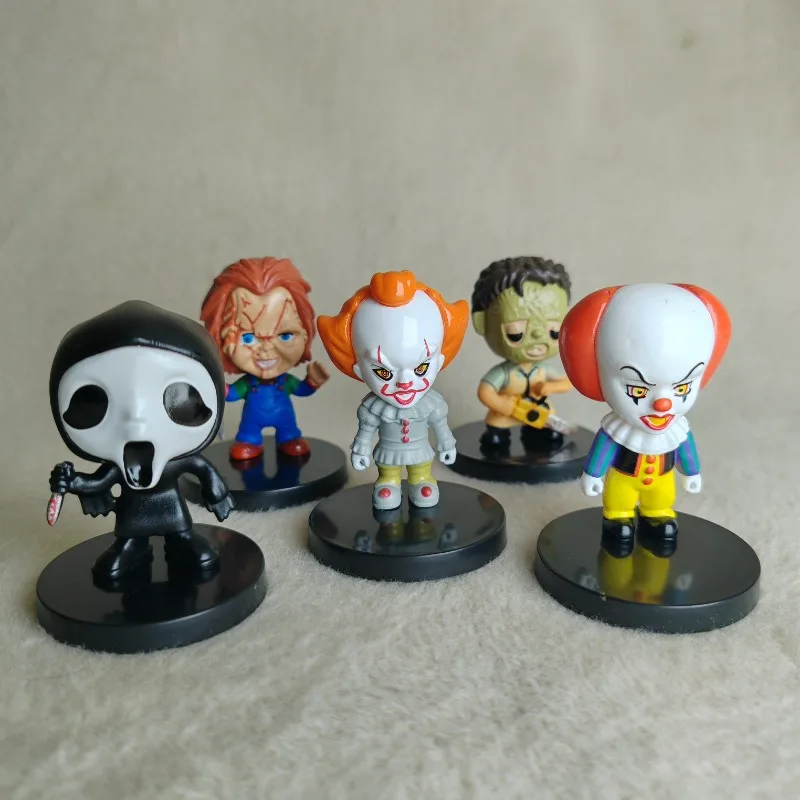 10pcs/set High Quality Horror Movie Characters V for Vendetta Chucky Freddy Jason Scary Saw PVC Action Figures Toys