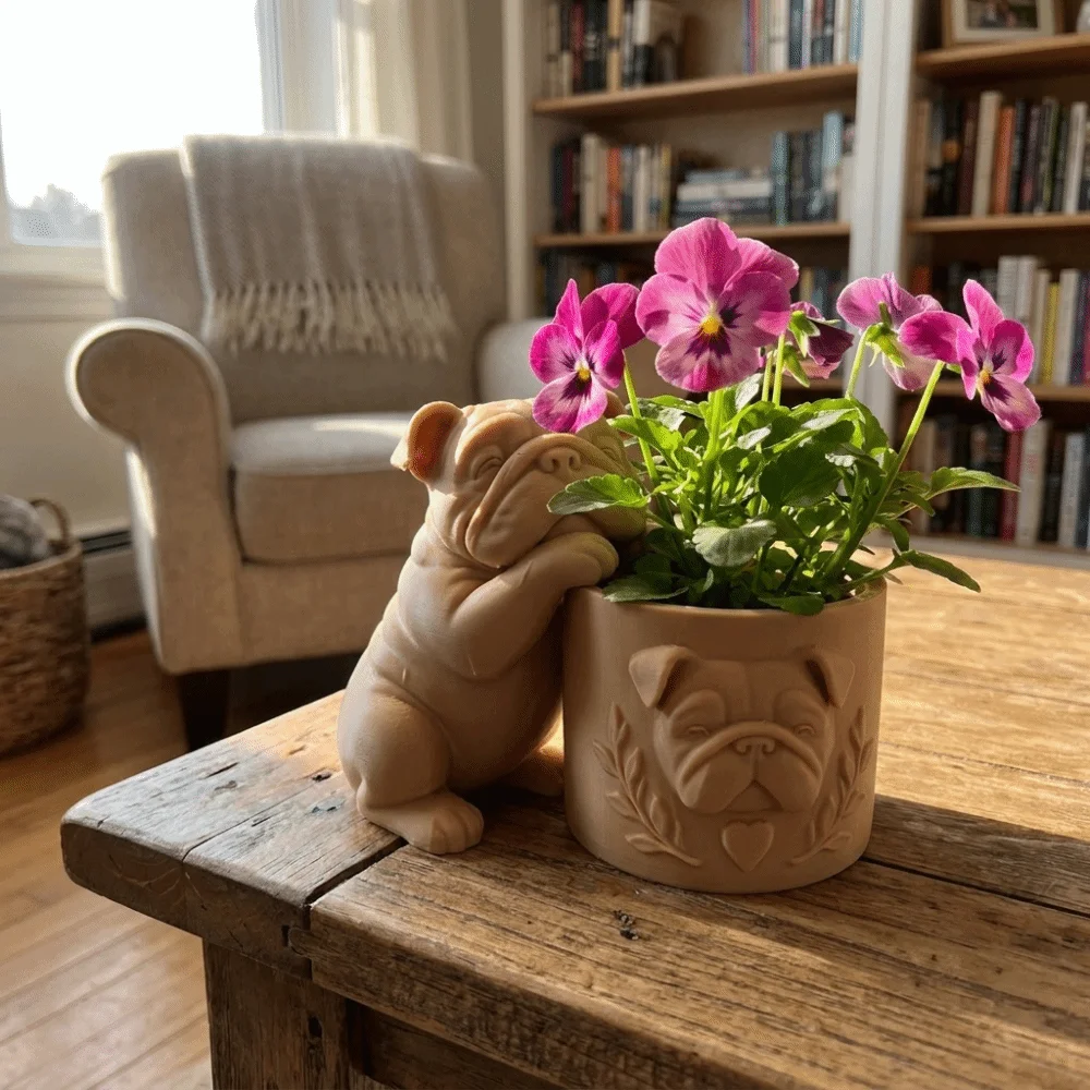 3D Printed Dog Shaped Planter Pot Animal Shaped Funny Dog Succulent Planter Cute Handmade Storage Flower Pot Desktop Display