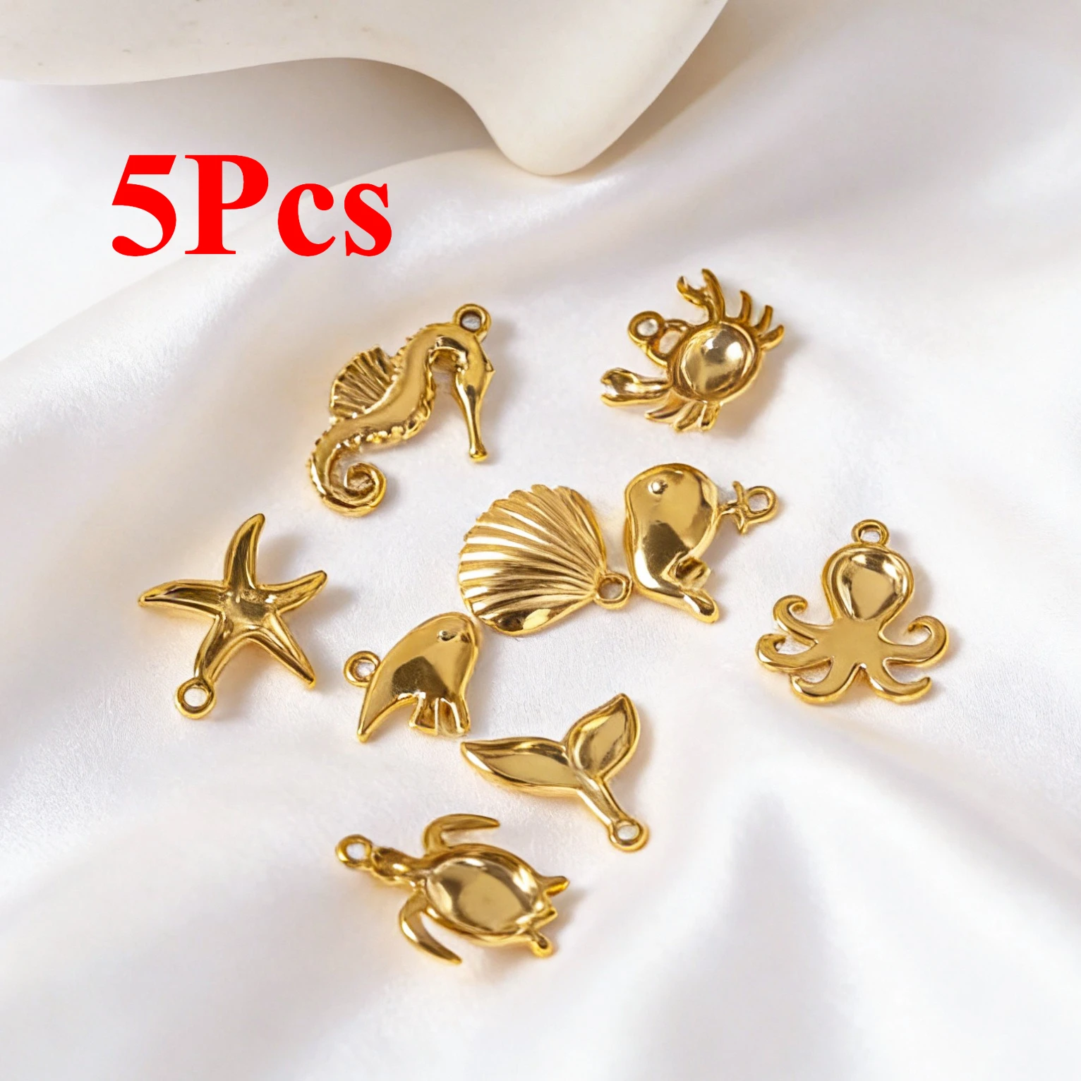 5Pcs Stainless Steel Ocean Animal Charms Charms Fish Tail Pendant for Jewelry Making DIY Earring Necklace Keychain Accessories