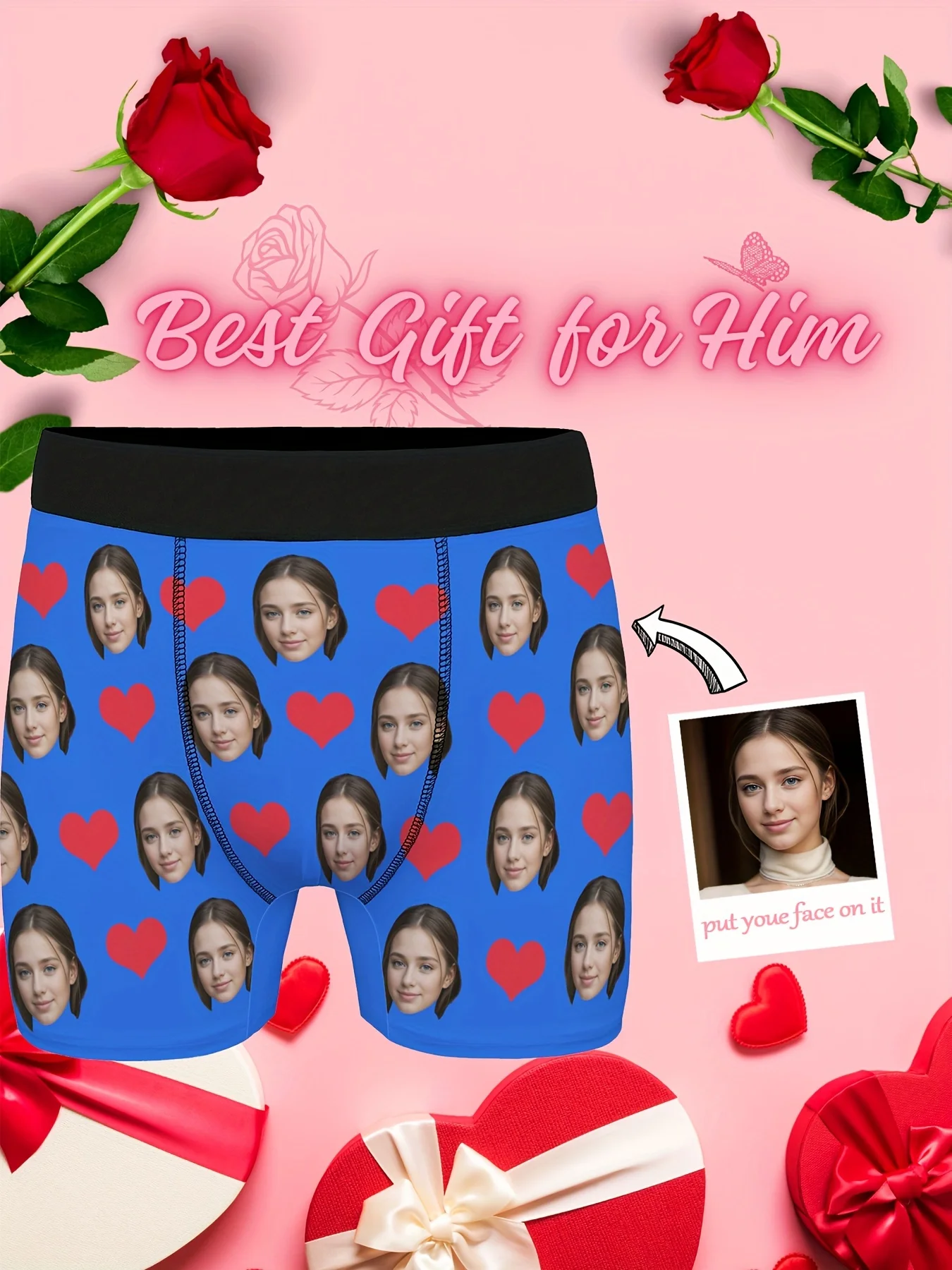 Custom Face-Shaped Men'S Boxers with Personalized Designs, Perfect Gifts for Boyfriends And Husbands. Features Customizable