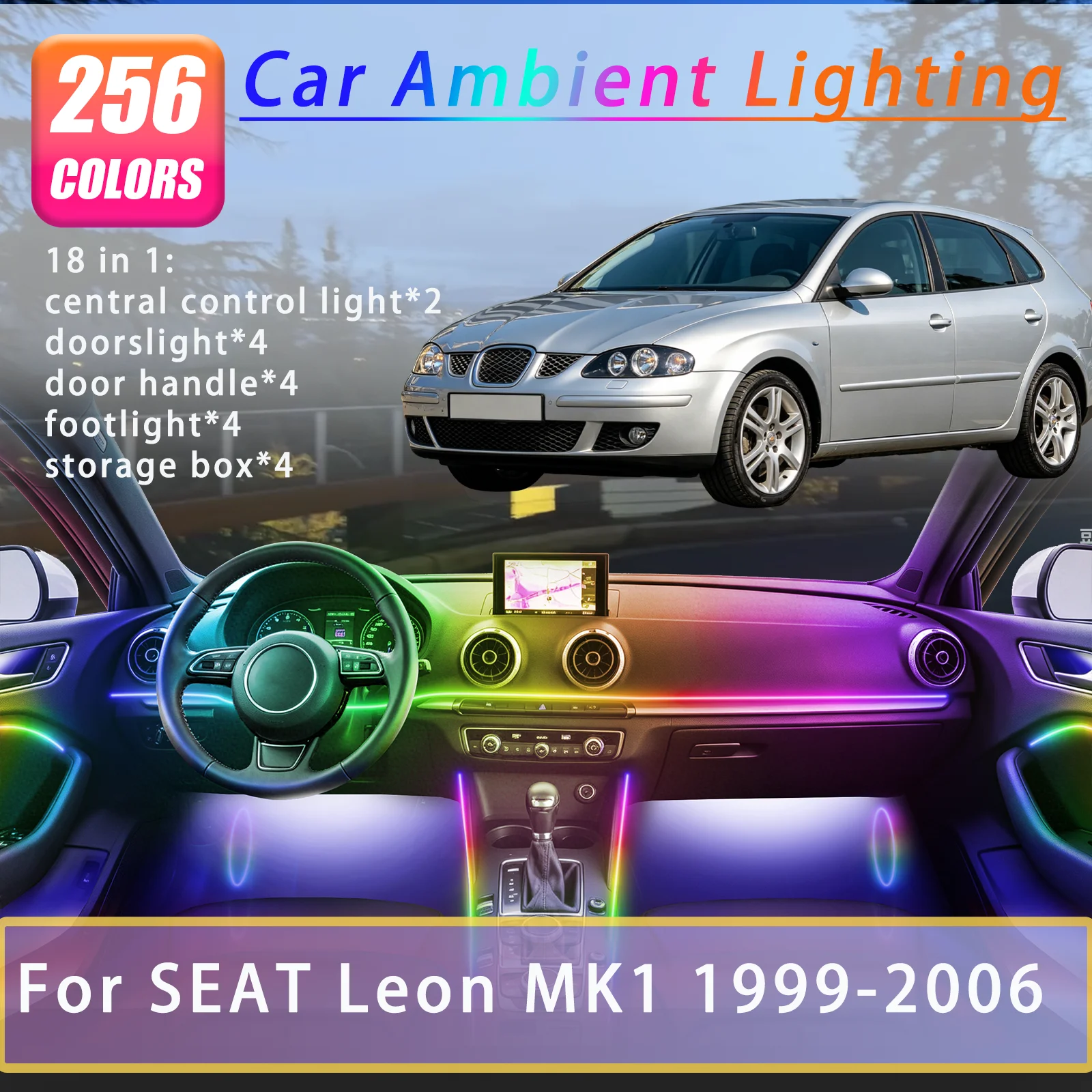 kit-d'eclairage-d'ambiance-interieur-pour-seat-leon-mk1-1999-2006-18-bandes-lumineuses-led-avec-controle-par-application-effet-de-respiration