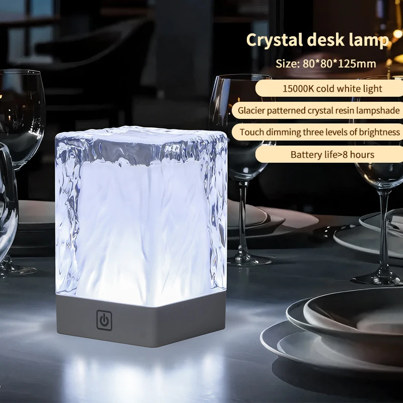 Lampe de table tactile en cristal, veilleuse de bureau, lampe de table moderne et simple, hôtel et restaurant, règle de luxe