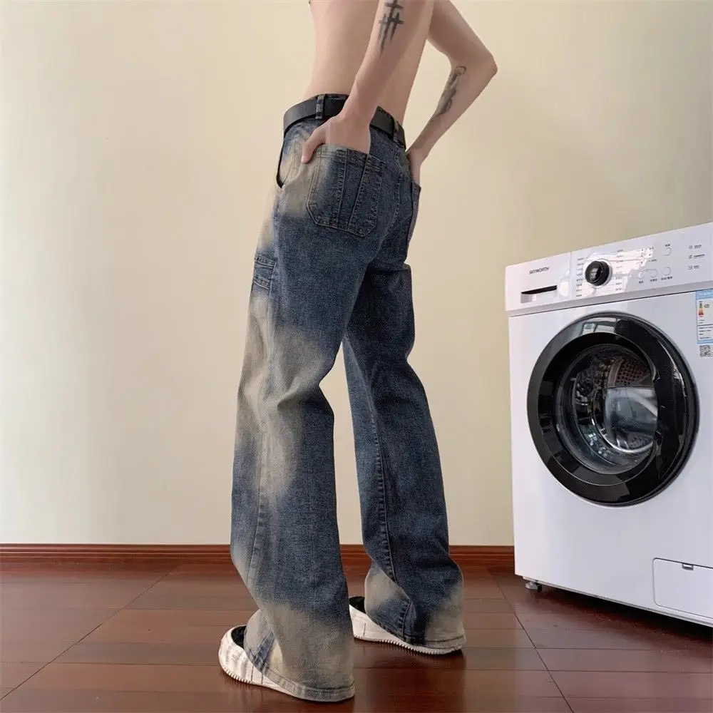 American High Street Vibe Washed Retro Micro-flared Jeans Men's Hiphop Loose And Thin Trousers Trendy Pants