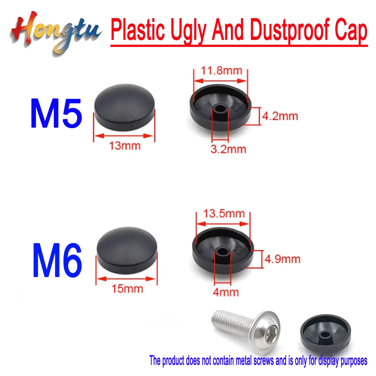 Hongtu M5 M6 Round Head With Gasket, Hexagonal Screw Cap/Plastic Ugly And Dustproof Cap