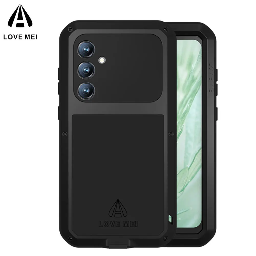 

Original LOVE MEI Case For Samsung Galaxy S23 FE Metal Armor Cover S21 S20 Military Grade Shockproof Silicone Funda Shell Coque