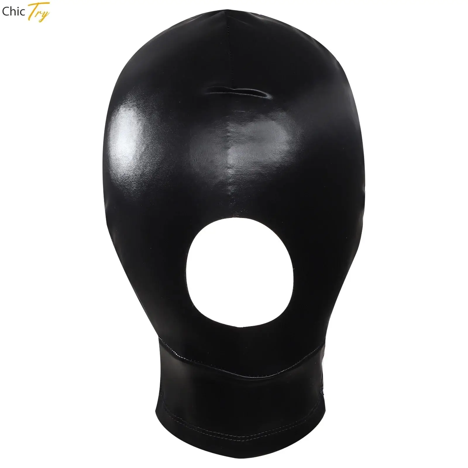 

Unisex Leather Hood Mask Spandex Breathable Mens Latex Headpiece Coplay Mask for Masquerade Costume Party Role Play Headgear