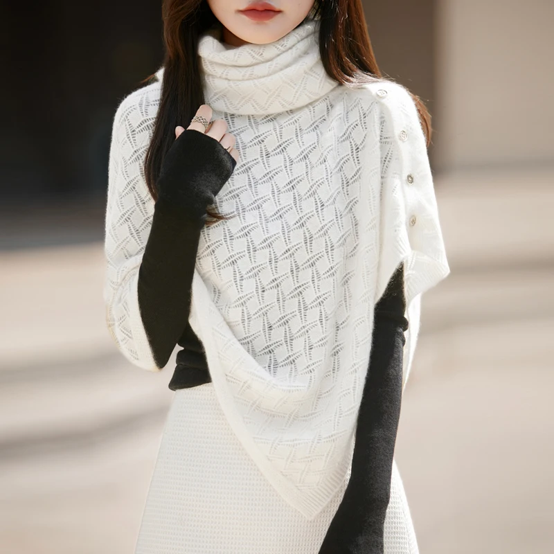 

Осень-зима, шаль из 100% чистой шерсти, женский вязаный пустой шарф, шаль, модный однотонный кардиган, универсальная шаль, шарф