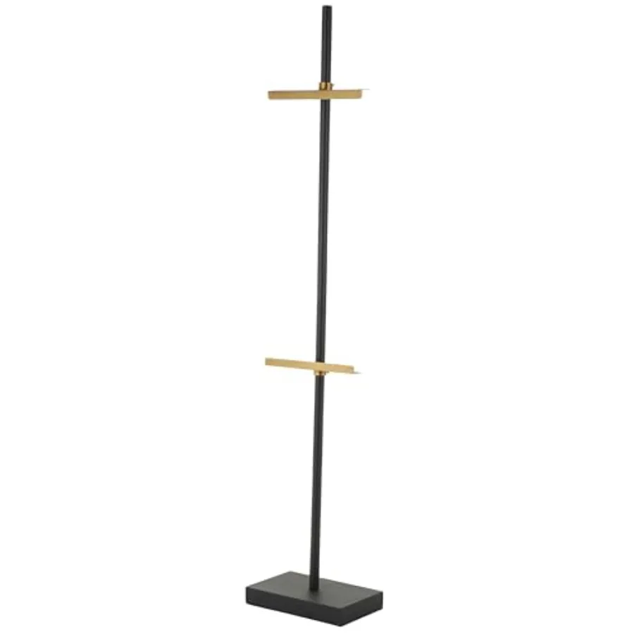 

Metal Coat Rack Tall 2 Hook with Gold Accents 13' x 8' x 65' Black
