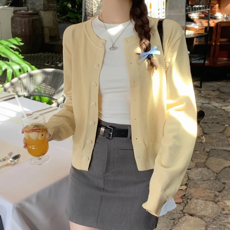 Women's Long Sleeve 2025 Cardigan O Neck Button Down Knit Lady Autumn Spring Knitted Single-breasted Cardigan Sweaters