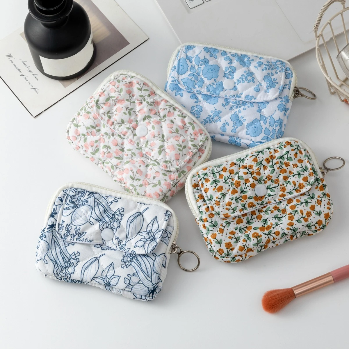 Mini Cute Square Cosmetic Bag Women Lipstick Sanitary Napkins Storage Pouch Small Makeup Zipper Bags