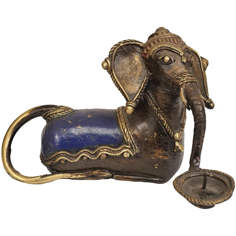 Handcrafted 6-inch Brass Elephant Candle Holder for Home Decor