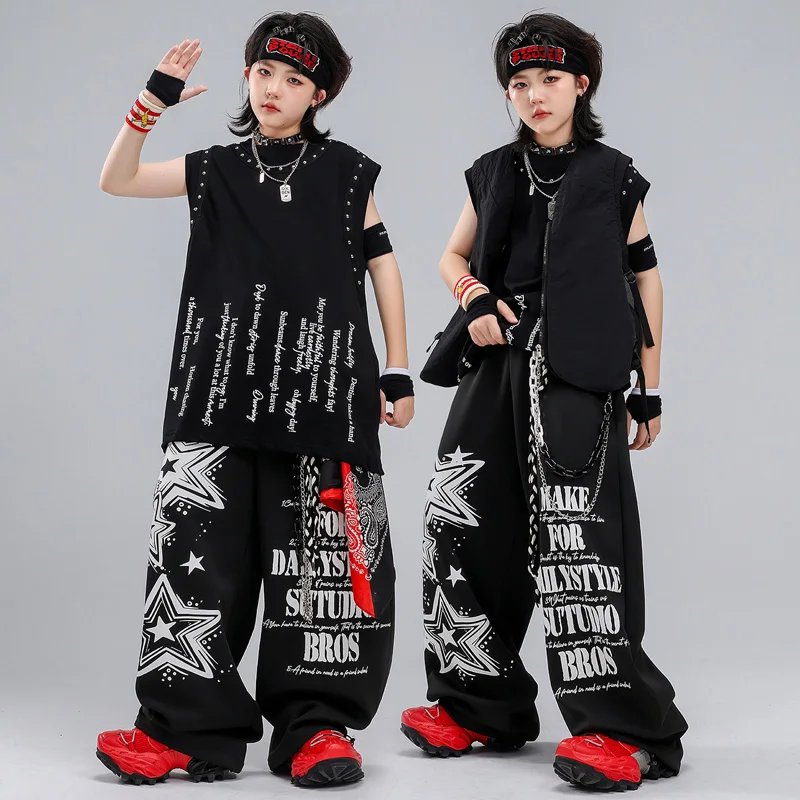 Hip Hop T-shirt Street Dance Numbers Joggers Pants Jazz Group Dance Costume Modern Streetwear Dance Stage Show