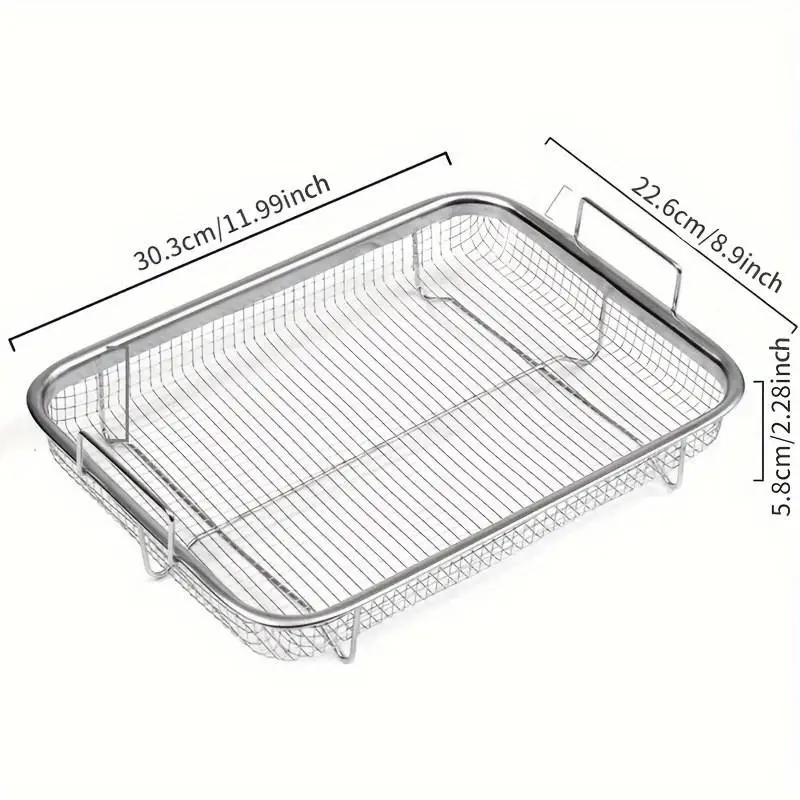 Stainless Steel Oil Drip Tray & Drain Basket Set, Long Rectangular Plate with Fat Control Rack, Home & Outdoor BBQ Grid