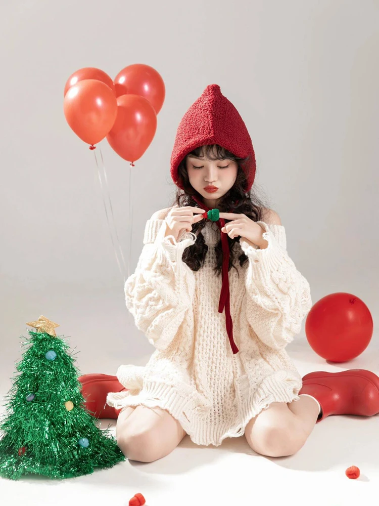 

Christmas Theme Sweater Sweet Girl Art Photo Studio New Arrival Lazy Style Photography Clothes for Women Summer Collection