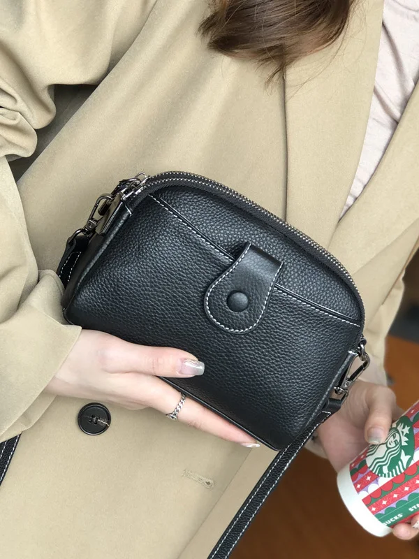 

Faionable Leather Crossbody Bag Women's Simple Design High-End Feel Cienda Kuelta New 2025 Polyester Zipper Clo...