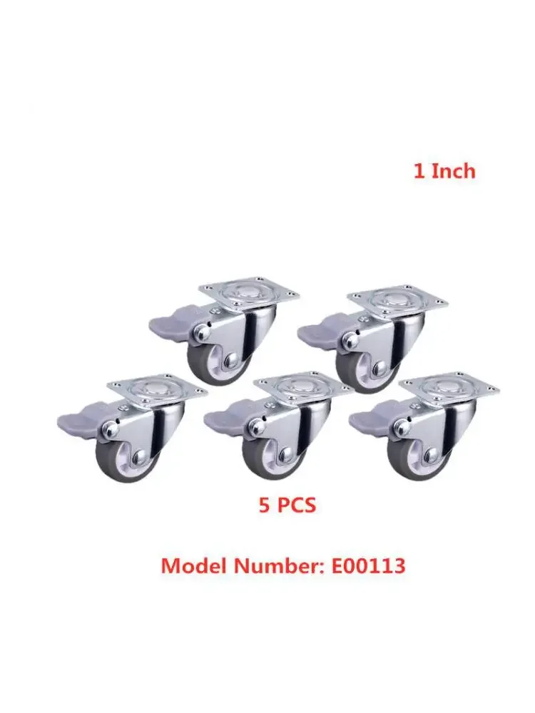 5 Pcs/Lot Casters 1 Inch Gray Tpe Universal Wheel With Diameter Of 25mm, Minimum Brake Wheel, Mute Household Caster