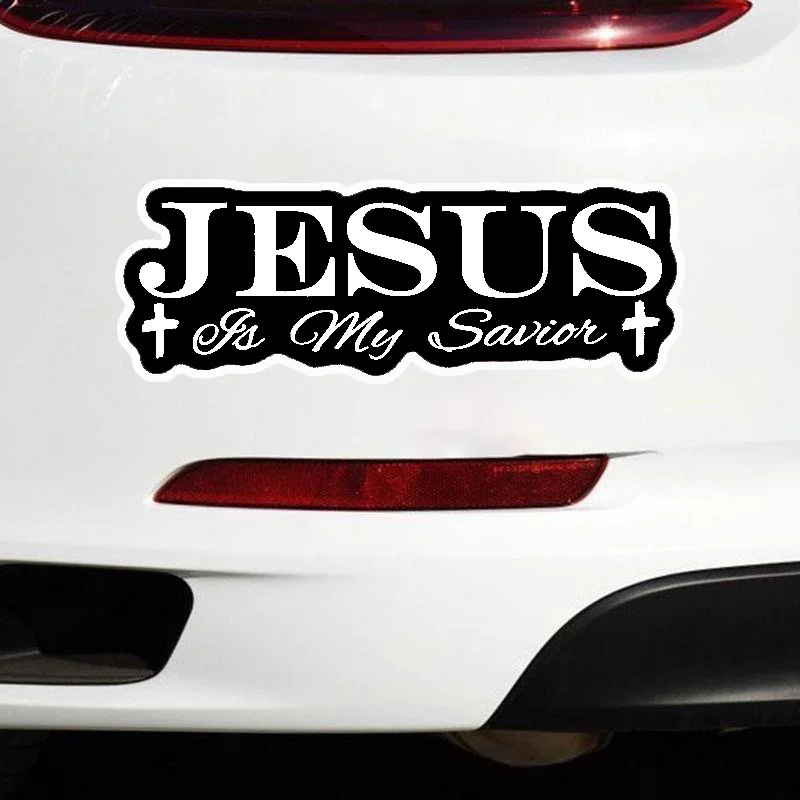 2 Pack "JESUS Is My Savior" Vinyl Stickers, 15x5cm, Ideal for Car Decoration and Embellishing Religious Items