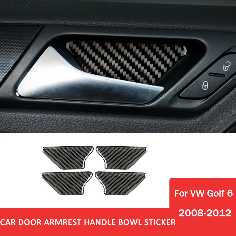 

Car Door Armrest Handle Bowl Trim Stickers for Volkswagen VW Golf 6 Gti R Mk6 2008-2012 Carbon Fiber Auto Interior Accessories