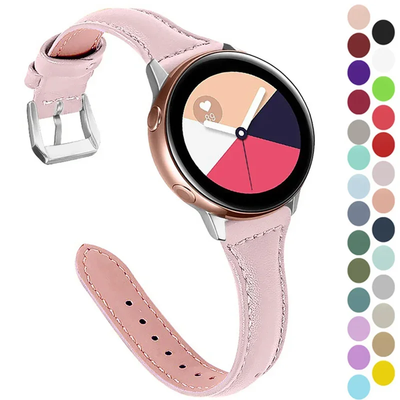 20mm 22mm Strap For Samsung Galaxy Watch 6/5/pro/4 Classic/3/Active 2 Slim Leather Bracelet Huawei Watch GT 4-2-2e-3-3 Pro Band