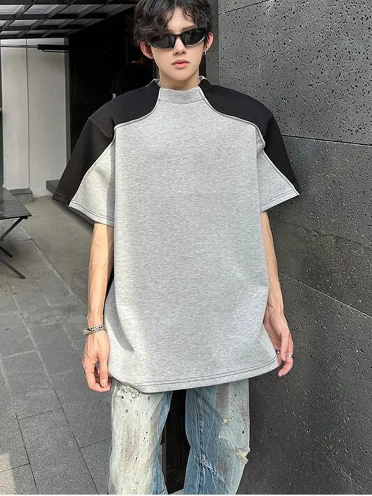 Sleeveless Streetwear Men's Tank Top Purple White Color Block Patchwork Oversized Fit Casual Premium Cotton Vest OOHJ