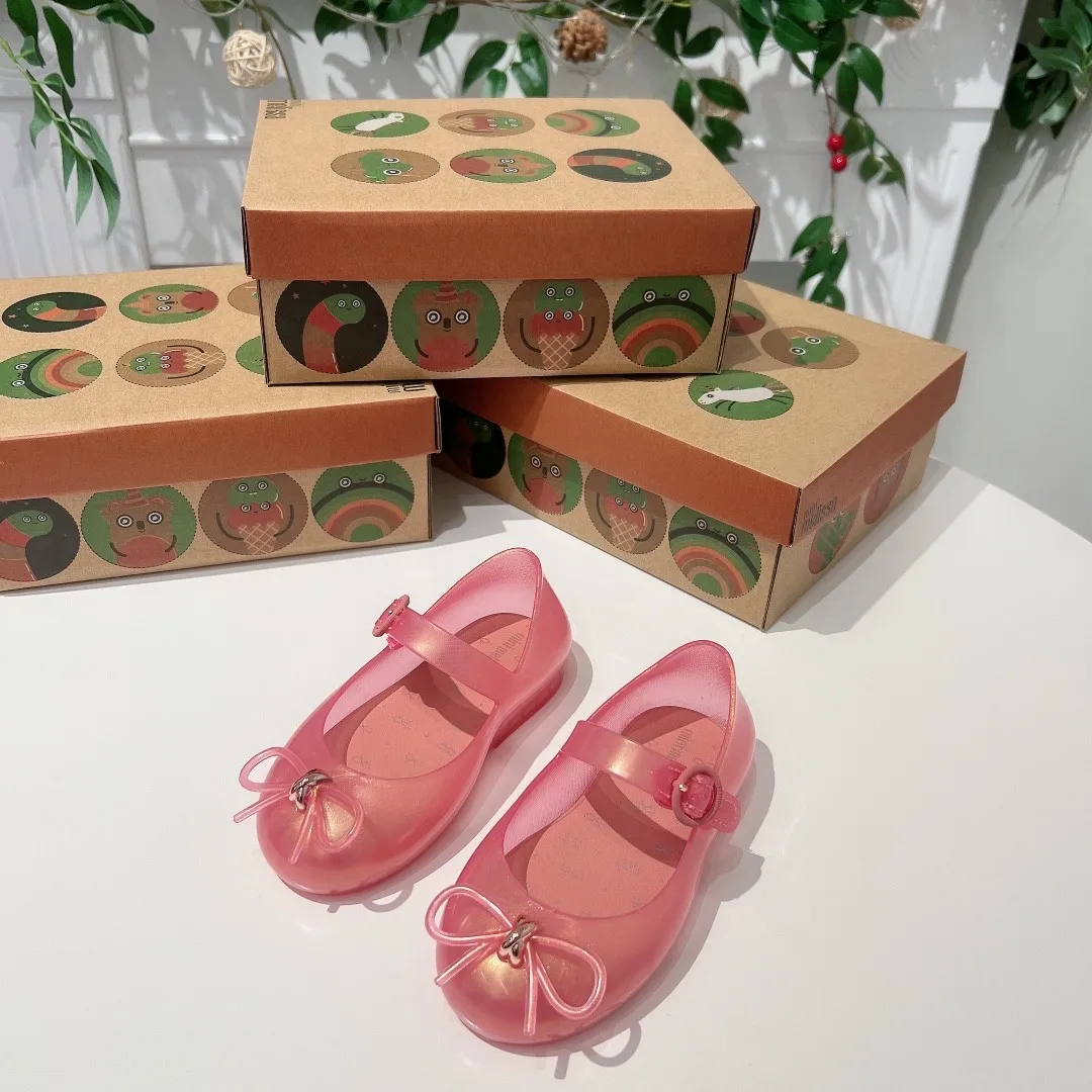 Scarpe da gelatina per bambini retrò Moda per bambini Piccolo fiocco Ragazza Scarpe basse singole Ragazza Sandali estivi classici HMI102