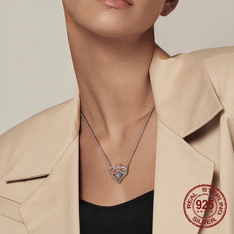 925 فضة توليب الحب قلادة زهرة قلادة قلادة للنساء أزياء الذكرى عيد ميلاد مجوهرات هدايا