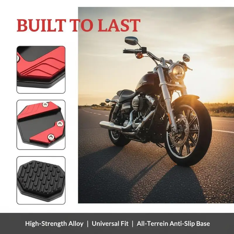 

Side Stand Kickstand Extender Plate for Motorcycle Enhanced Support Pad for Parking on Grass Dirt Gravel Terrain