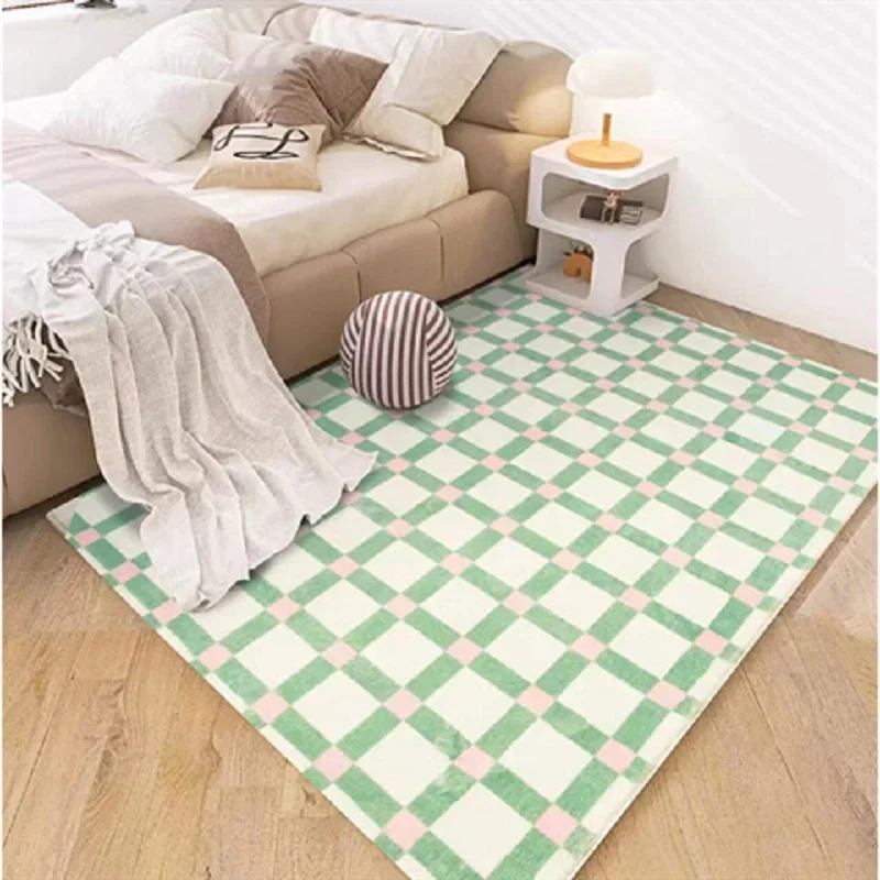 VIKAMA Cute Living Room Rug Ins Fresh Imitation Cashmere Rug Four Seasons Universal Bedroom Girl Pink Bed Blanket Home Decor
