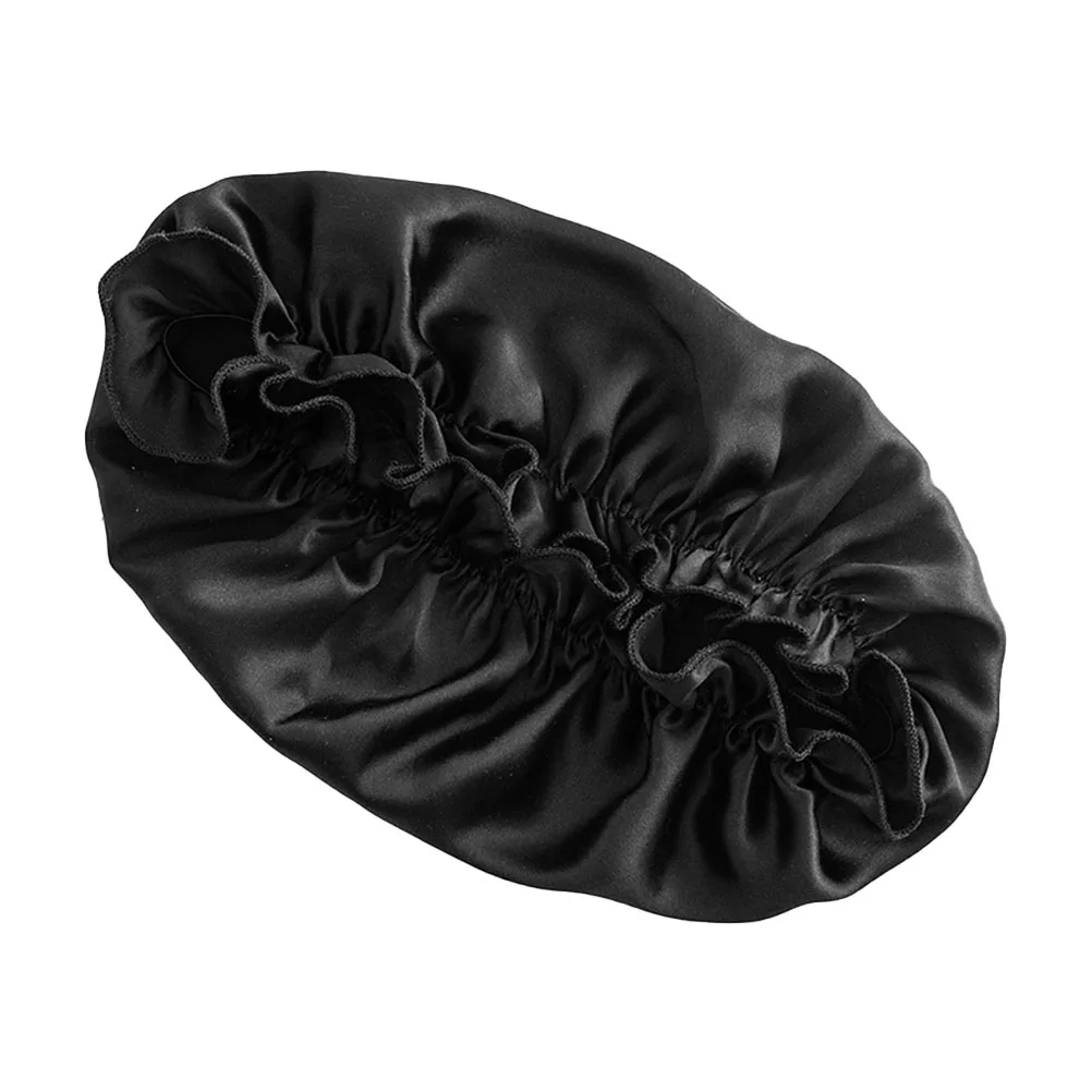 

1pc Silk Sleep Women Black Hair Protector Chemo Wrap Care Night Sleeping Cap Smooth Glossy Headwear Hat