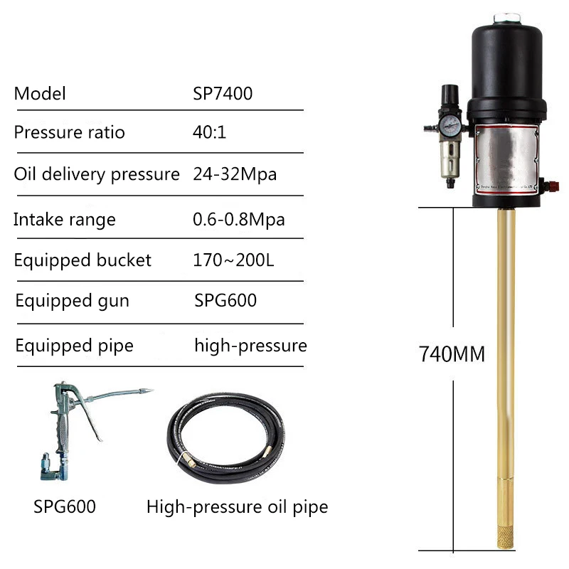 Air Operated Grease Dispenser Pneumatic Lubricator Bucket Pump Lube Engine Hydraulic Oil Lubrication Tool