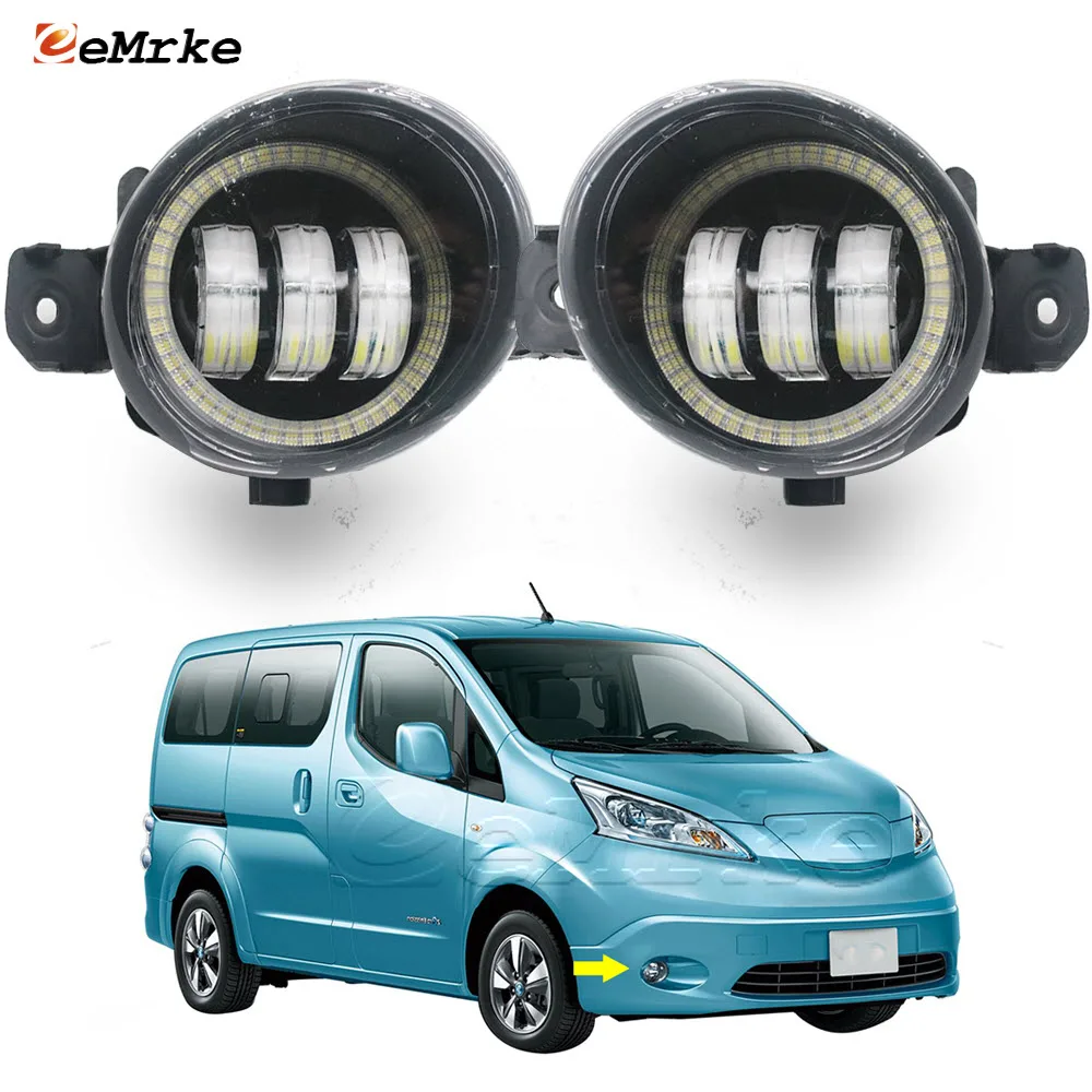 

EEMRKE LED Angel Eye DRL + линза противотуманных фар для Nissan NV200 e-NV200 Evalia 2014 2015 2016 2017 2018 Автомобильные дневные ходовые огни PTF