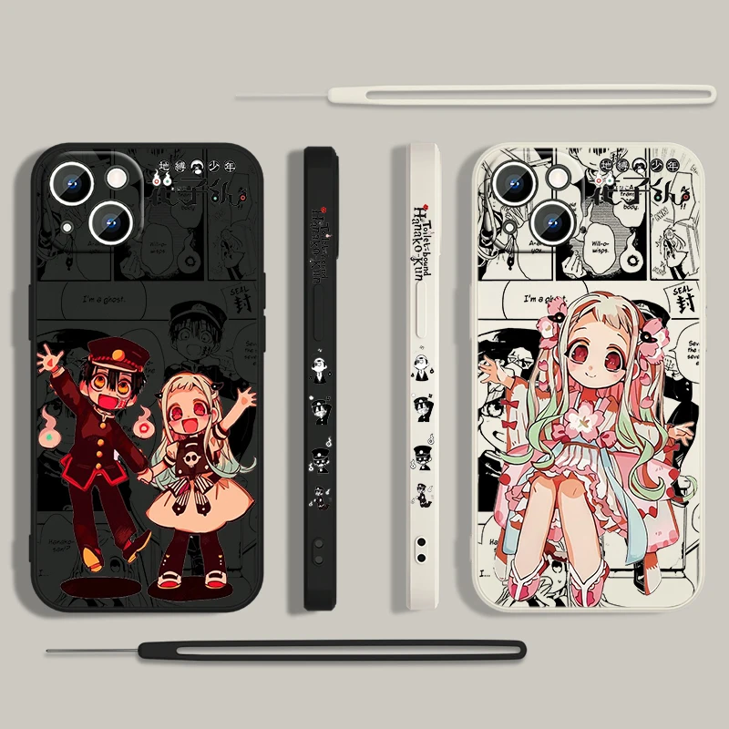 Toilet Bound Hanako Kun Phone Case For Apple iPhone 15 14 13 12 11 Pro Max Plus 8 7 SE Liquid Left Rope Capa Cover