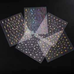 1-PC Holo Laser Star Nail Art Stickers (Black/ White/ Sliver /Gold)Shiny Star 3D Nail Decals DIY 3D Transfer Star Nail Slider *&