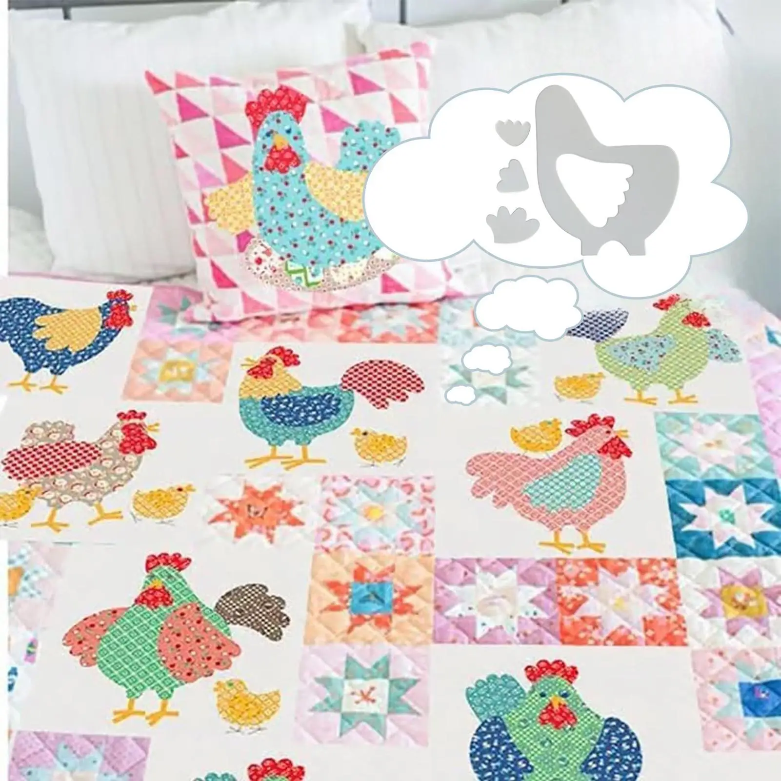 Quilting Templates Chicken Quilting Template Set Supplies Tools Pattern for Beginner Women Cushions Place Mats Family Activities