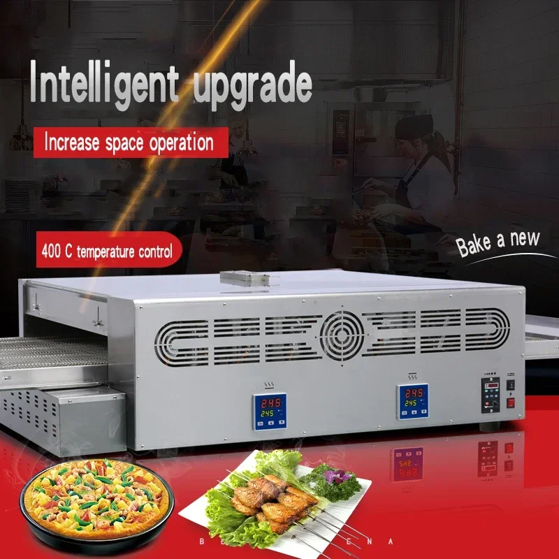 Household 220v 32 Inch Gas Pizza Furnace Gas Crawler Pizza Oven Chain Pizza Oven Commercial Baking Bread Professional Oven MGP-3