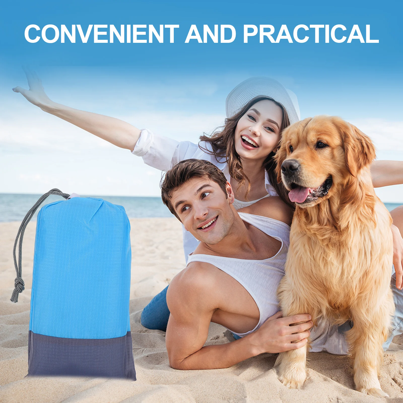 

Beach Mat Waterproof Picnic Outdoor Camping Blanket Cake Large Portable Blue Big
